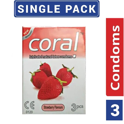 Picture of Coral Strawberry Extra Performance Condoms - Single Pack - 3x1=3Pcs