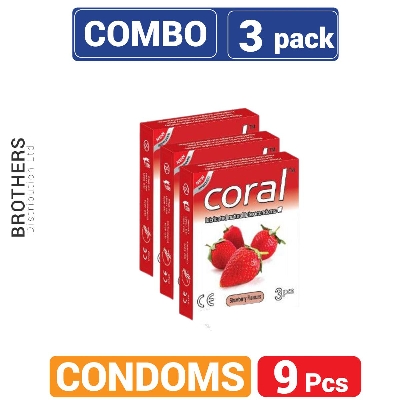 Picture of Coral Strawberry Extra Performance Condom for Men | Combo Pack - 3 Packs - 3x3=9pcs | Malaysia