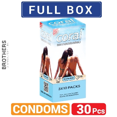 Picture of Coral Extra Time Combo Lubricated Natural Latex Condoms - Full Box - 10x3=30pcs - Condom