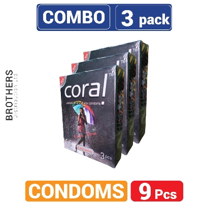 Picture of Coral Long Lasting Extra Time Lubricated Natural Latex Condoms - Combo Pack - 3x3=9Pcs - Condom
