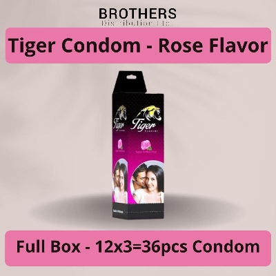 Picture of Tiger Condom - Dotted Condoms Rose Flavour - Full Box - 3x12=36pcs