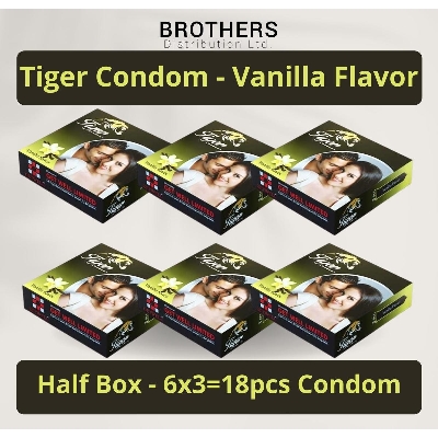 Picture of Tiger Condom - Dotted Condoms Vanilla Flavour - Half Box - 3x6=18pcs