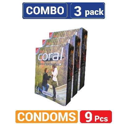 Picture of Coral Super Ultra Thin Lubricated Natural Latex Condoms - Combo Pack - 3x3=9pcs
