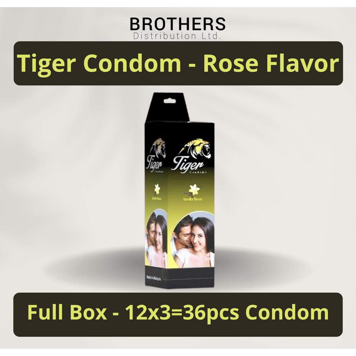 Picture of Tiger Condom - Dotted Condoms Vanilla Flavour - Full Box - 3x12=36pcs - Condom