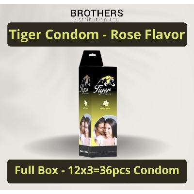 Picture of Tiger Condom - Dotted Condoms Vanilla Flavour - Full Box - 3x12=36pcs - Condom