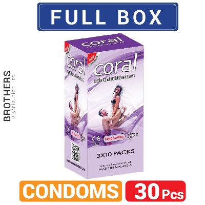 Picture of Coral Long Lasting Lubricated Natural Latex Condoms - Full Box - 10x3=30Pcs