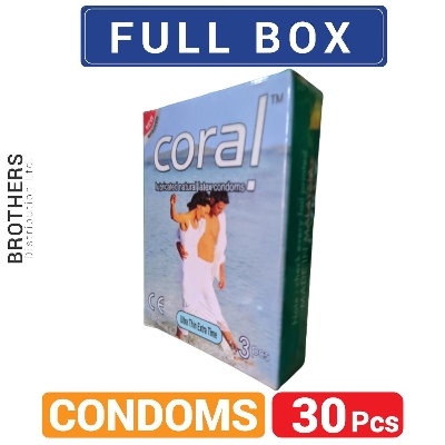 Picture of Coral Ultra Thin Extra Time Lubricated Natural Latex Condoms - Full Box - 10x3=30Pcs