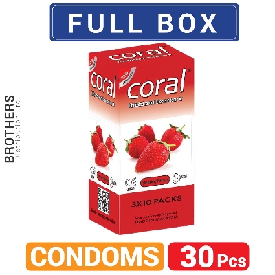 Picture of Coral Strawberry Extra Performance Condoms - Full Box - 10x3=30Pcs