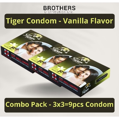 Picture of Tiger Condom - Dotted Condoms Vanilla Flavour - Combo Pack - 3x3=9pcs