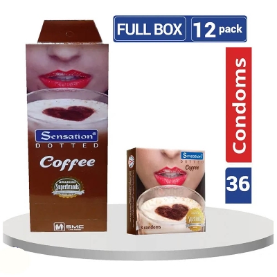 Picture of Sensation Dotted Coffee Condom Full Box 3*12 pack- 36 pcs Condom