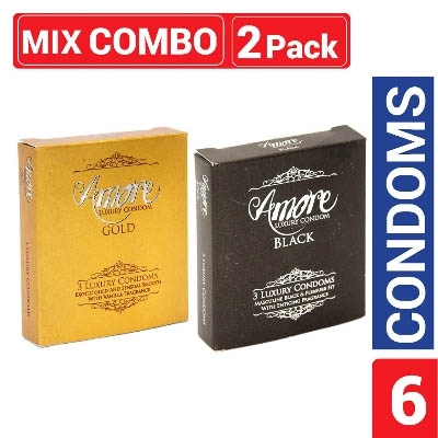 Picture of Amore_Condom Mix - 1 Pack Amore_Gold & 1 Pack Amore_Black Condom - 3x2=6pcs Condom