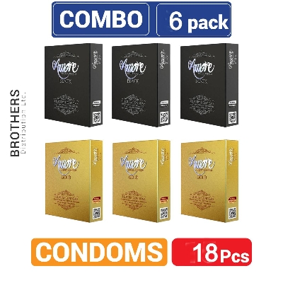 Picture of Amore_Condom Mix - 3 Pack Amore_Gold & 3 Pack Amore_Black Condom - 3x6=18pcs Condom