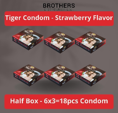Picture of Tiger Condom - Dotted Condoms Strawberry Flavour - Half Box - 3x6=18pcs