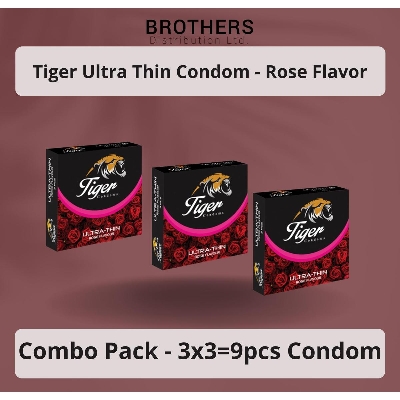 Picture of Tiger Condom - Ultra Thin Condoms Rose Flavour - Combo Pack - 3x3=9pcs