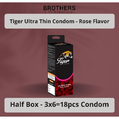 Picture of Tiger Condom - Ultra Thin Condoms Rose Flavour - Half Box - 3x6=18pcs