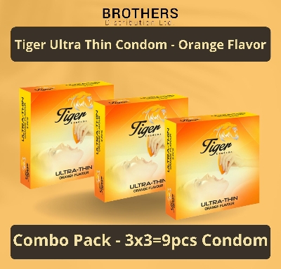 Picture of Tiger Condom - Ultra Thin Condoms Orange Flavour - Combo Pack - 3x3=9pcs