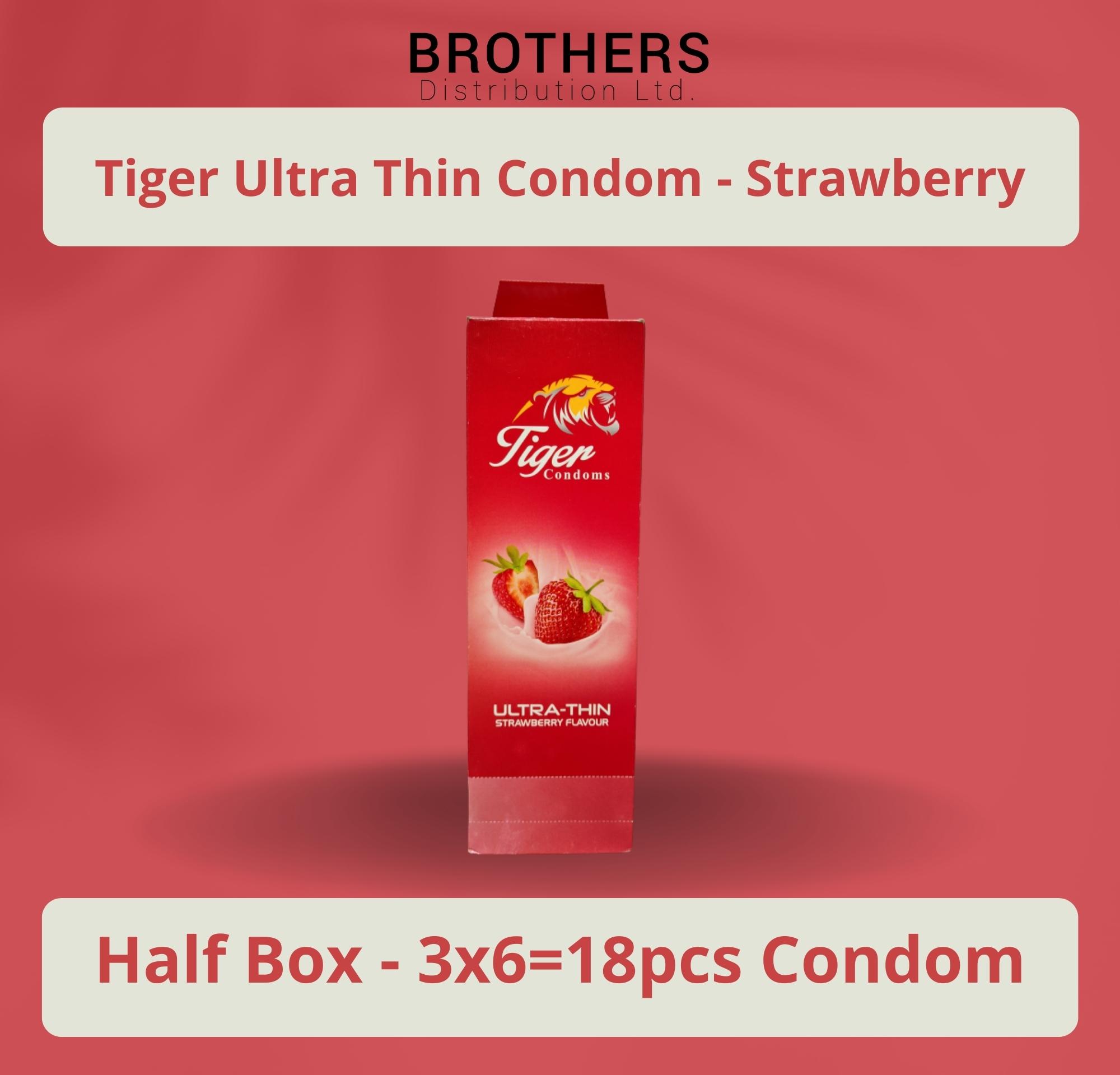 Picture of Tiger Condom - Ultra Thin Condoms Strawberry Flavour - Half Box - 3x6=18pcs - Condom - Condom