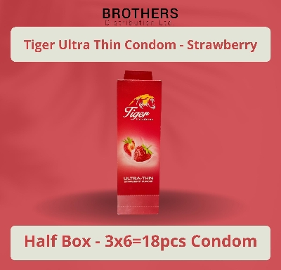 Picture of Tiger Condom - Ultra Thin Condoms Strawberry Flavour - Half Box - 3x6=18pcs - Condom - Condom