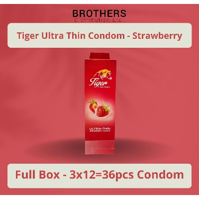 Picture of Tiger Condom - Ultra Thin Condoms Strawberry Flavour - Full Box - 3X12=36Pcs - Condom