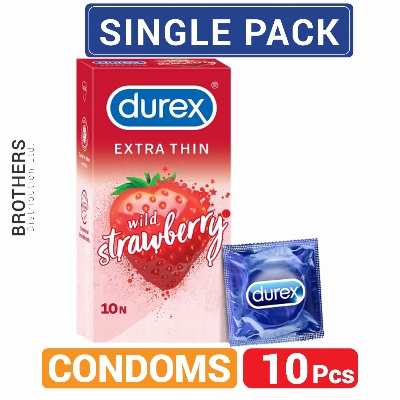 Picture of Durex Extra Thin Wild Strawberry Flavoured Condoms 10pcs Pack (Made in India)