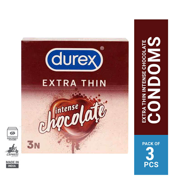 Picture of Durex Extra Thin Intense Chocolate Flavoured Condoms Single Pack - 3pcs Condom (Made in India) - Condom - Condom