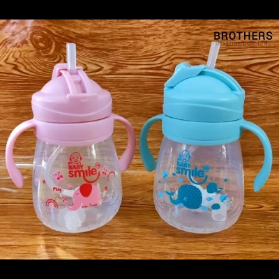 Picture of Baby Mumpot Waterbottle Smile Baby Drinking Water Pot with Straw & Pipe 300ml Multicolor Available