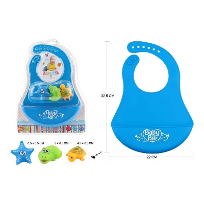 Picture of 1pcs Plastic Dining Feeding Bip/ Bib/ Bibs with Food Catcher for Kids Multicolor