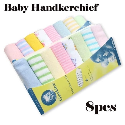 Picture of Gerber Baby Small Square 8pcs Towels, Baby Feeding Napkins, Newborn Child Handkerchief, Face Washing - Easily Washable and Dryable - 8pcs Pack