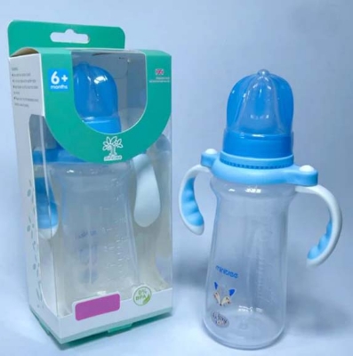 Picture of Baby Feeder Bottle Minitree Regular Neck Feeding Plastic Bottle With Handle 6m+ 240ml Multicolor Available