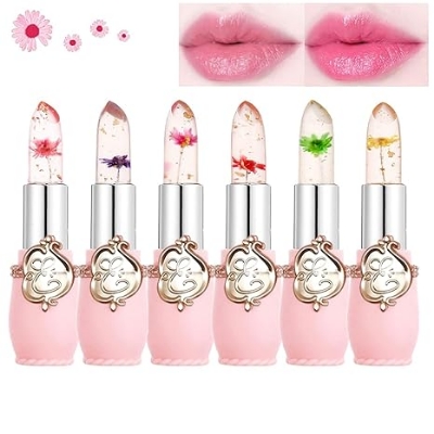 Picture of 1pcs/ 6pcs emaymei Transparent Jelly Change Lipstick Waterproof Crystal Jelly Lipstick with Flower Inside | 3.8gm 6 Shades Available