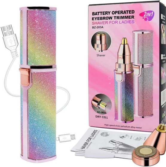 Picture of Eyebrow Trimmer | 2 In 1 Painless Brow Shaver Hair Remover Battery Operated Eyebrow Trimmer Facial Hair Remover