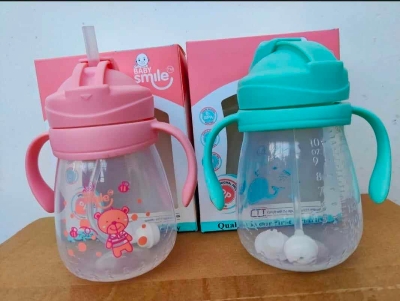 Picture of Baby Mumpot Waterbottle Smile Baby Drinking Water Pot With Straw & Pipe 300Ml Multicolor Available
