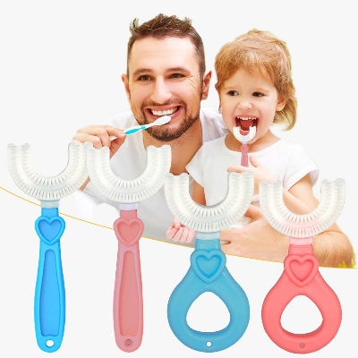 Picture of Baby Toothbrush Children 360 Degree U-shaped Child Toothbrush Teethers Soft Silicone Baby Brush Kids Teeth Oral Care Cleaning