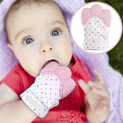Picture of 1pcs Baby Teether Gloves Teething Mitten Baby Molar Anti-biting Tool Silicon Gloves (Multicolor)