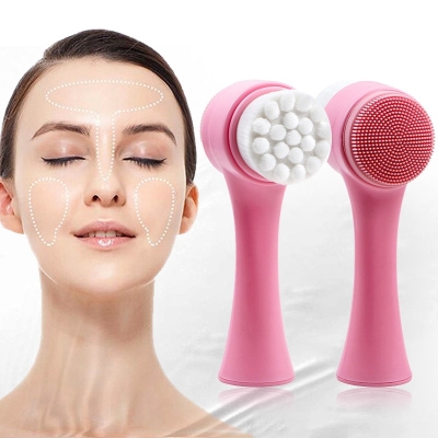Picture of Face Manual Portable Cleaning Massage Brush Deep Cleansing Pores Skin Care Hot Double-sided Silicone Cleansing Tool