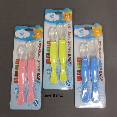 Picture of Applebear 2pcs Set Baby Feeding Spoon - Soft Silicone Spoon 2pcs Set - Multicolor Available