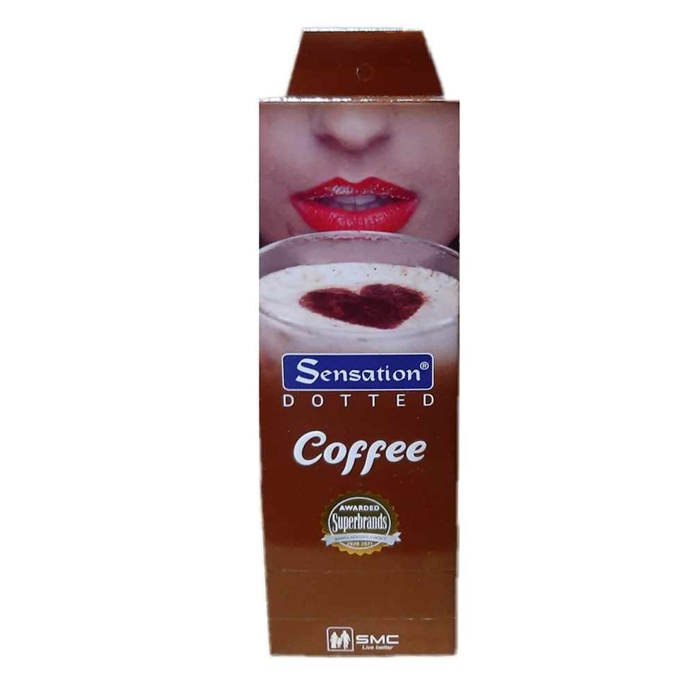 Picture of Sensation Dotted Coffee Condom For Men- Full Box - 3x12 Pack= 36pcs Condom