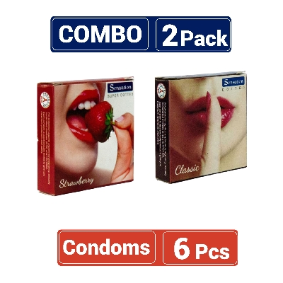 Picture of Sensation Strawberry & Classic Dotted Condom | Combo Pack 3x2=6pcs | SMC