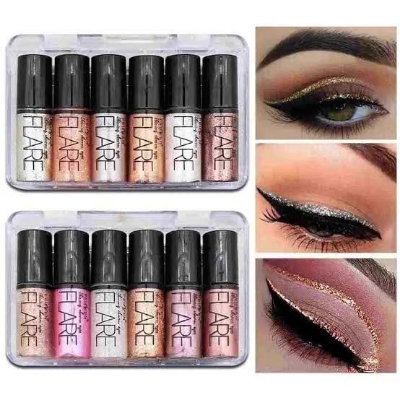 Picture of 6 Colors Glitter Diamond Liquid Eyeshadow Set Pearlescent silkworm Cosmetics Brighten Lying Eyes Makeup Eye shadow