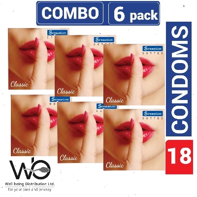 Picture of SMC Sensation Classic Dotted Condom for Men | Combo 6 Pack 6x3=18pcs Condom