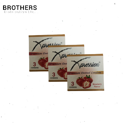 Picture of Xpression Premium Dotted Strawberry Flavor Condom - 3 Pack Combo - 3x3=9pcs Condom