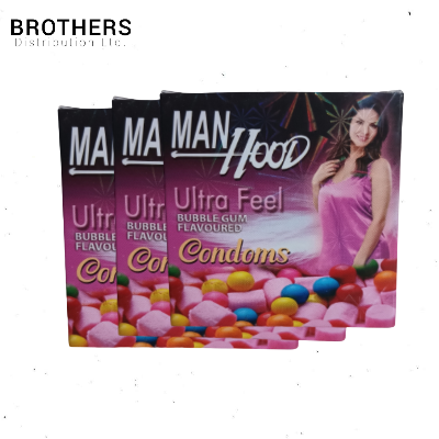 Picture of Manhood Ultra Feel Bubblegum Flavored Condom for Men - 3 Pack Combo - 3x3=9pcs Condom