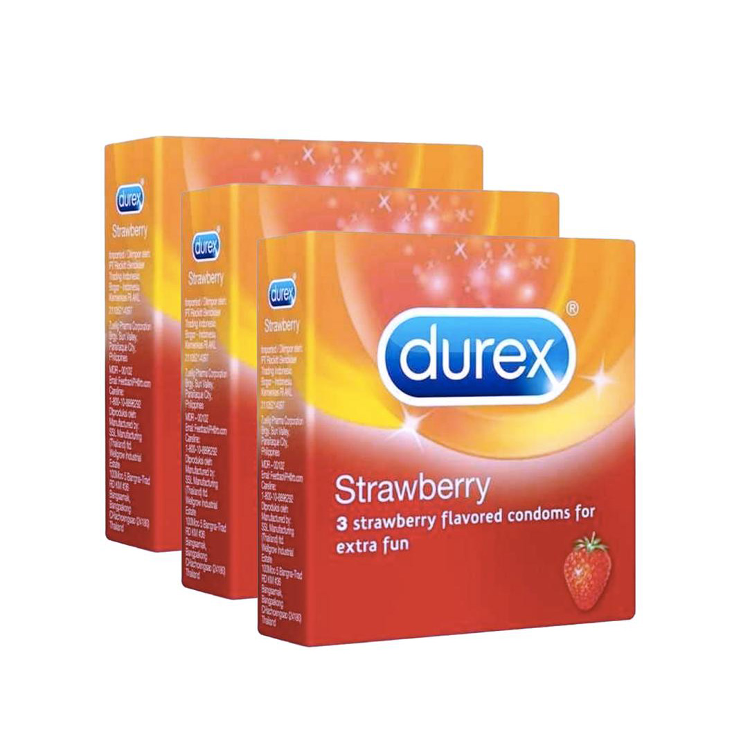 Picture of Durex - Strawberry Condom For Men- Combo Pack - 3 Packs - 3x3=9pcs
