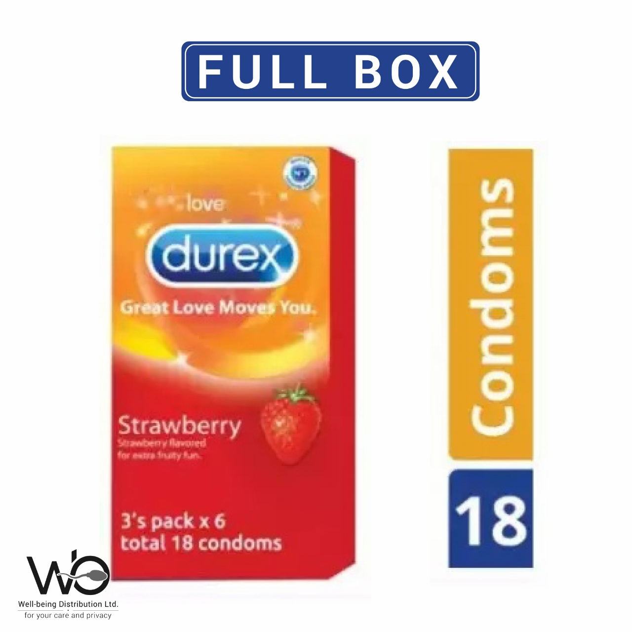Picture of Durex Strawberry Condom For Men | Full Box - 18pcs