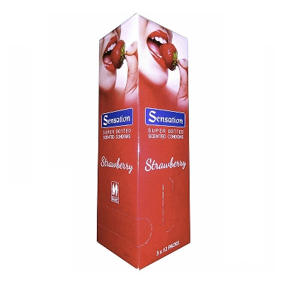 Picture of Sensation Super Dotted Condom for Men Strawberry Flavor | Full Box 12x3= 36pcs Condom | SMC