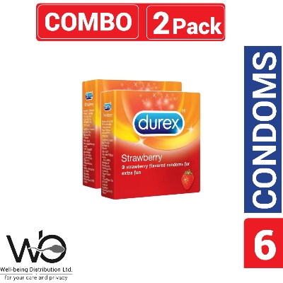 Picture of Durex - Strawberry Condom - Combo Pack - 2 Packs - 3x2=6pcs