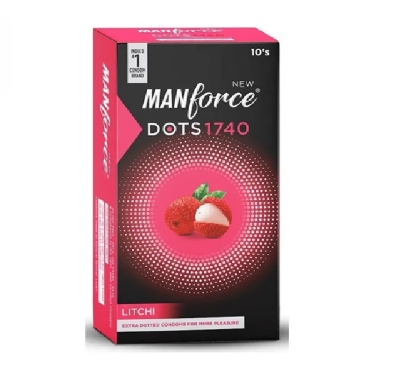 Picture of Manforce 1740 Dots Litchi Flavor Condom for Men 10pcs Pack | Made in India