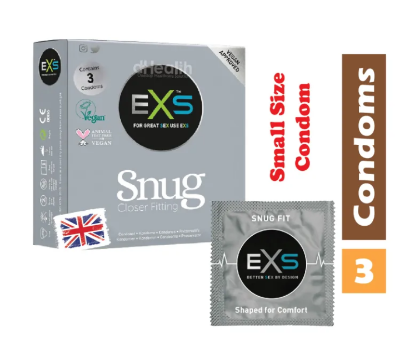 Picture of EXS Snug Tight Fitting Small Size Condoms Single Pack 3pcs Condom | Vegan Condoms