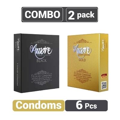 Picture of Amore Luxury Gold and Black Condom (3’s X 2) 6 pieces (2's Combo Pack)