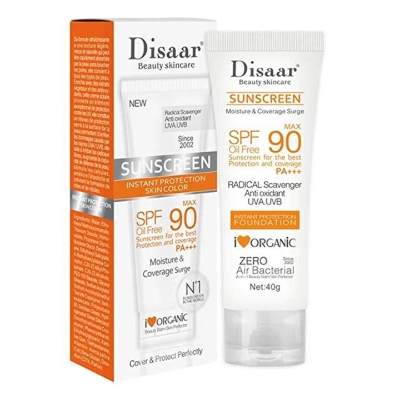Picture of Disaar SPF90 Oil-Free Sunscreen Cream 40g | Instant Protection UVA UVB Foundation PA+++